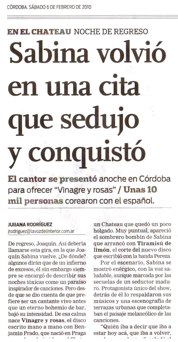 EMOTIVO SHOW DE SABINA EN CORDOBA
